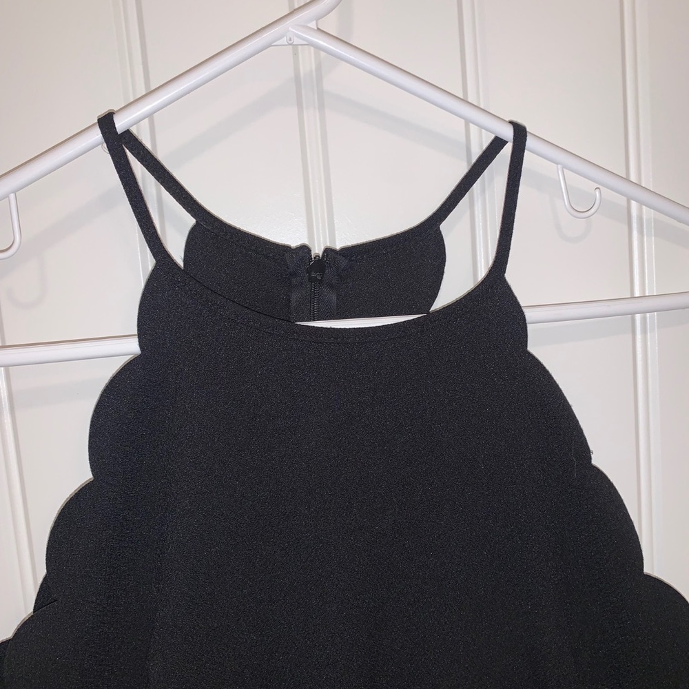 Scalloped Mini Black Dress